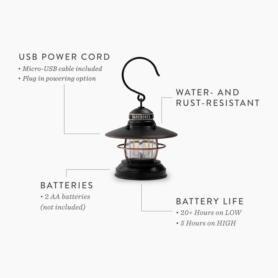Barebones Edison Mini Lantern Slate Gray LIV-293 LED-lantaarn - Firesite