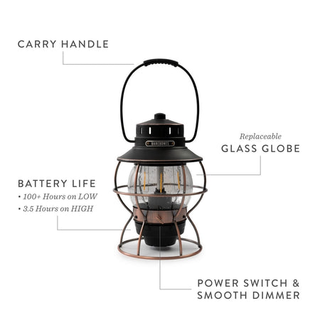 Barebones Railroad Lantern Slate Gray LIV-282 LED-lantaarn - Firesite