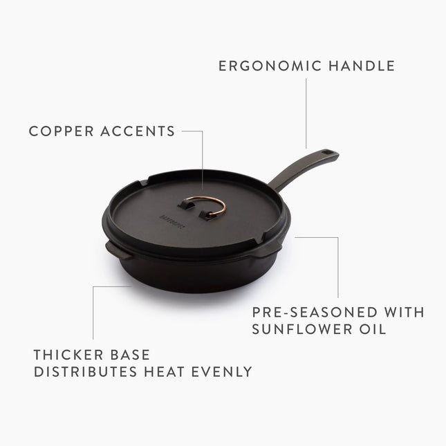 Barebones Gietijzeren Skillet CKW-315 pan met deksel 15 cm