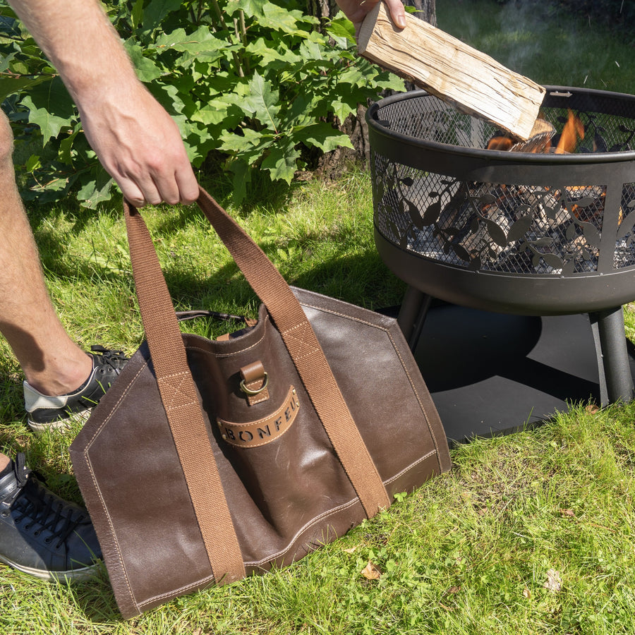 BonFeu Haardhout Tas leer bruin - Firesite