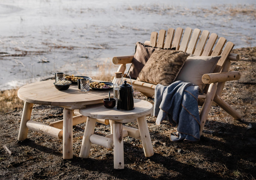 Canadian Outdoor Log Bijzettafel Rond Cederhout 90 cm 3