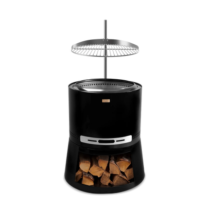 Espegard Pilar Premium II rookvrije vuurkorf met grillrooster en houtopslag in de sokkel
