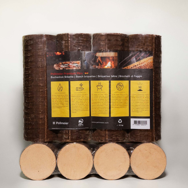 Pollmeier BeterWarm Eco Rond Premium Plus Houtbriketten pak van 4 stuks 10 kg 