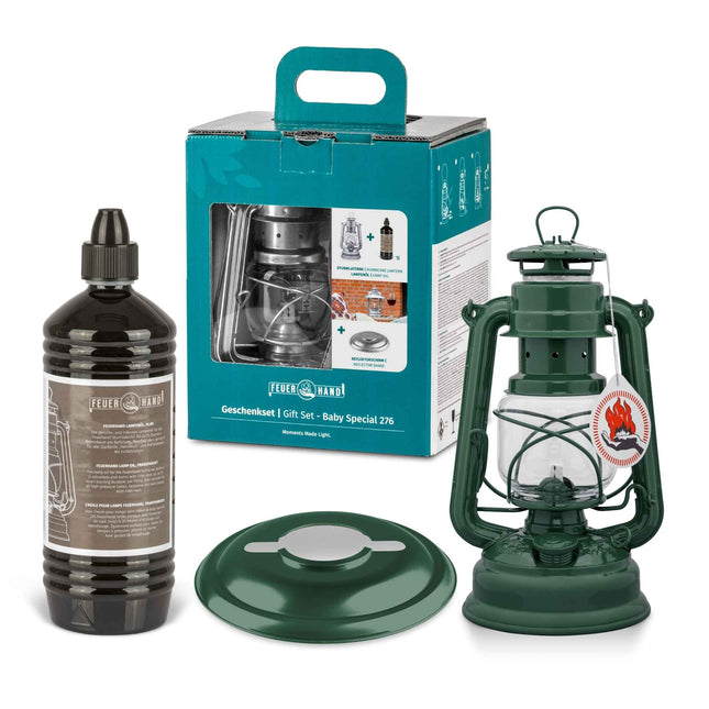 Feuerhand Stormlantaarn Baby Special 276 geschenkset Green