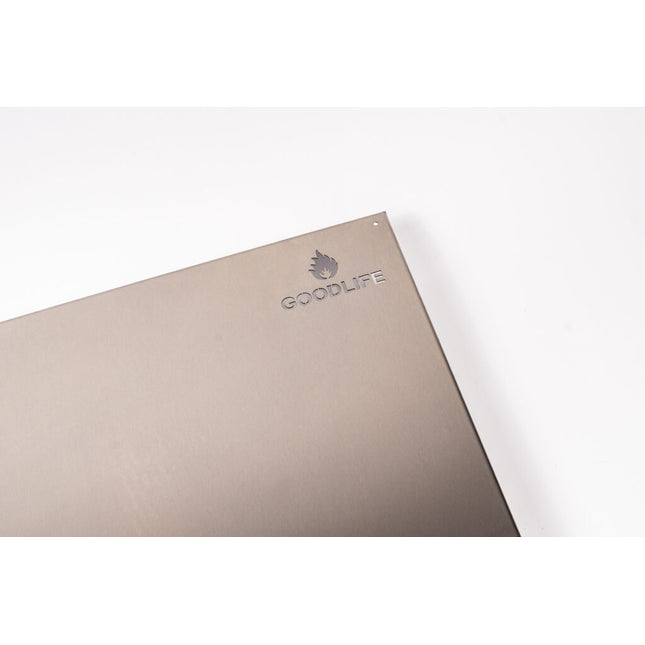 Goodlife Buitenhaard Hitteschild RVS detail logo