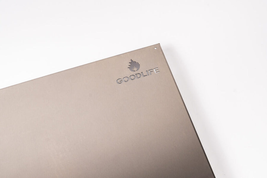 Goodlife Buitenhaard Hitteschild RVS detail logo