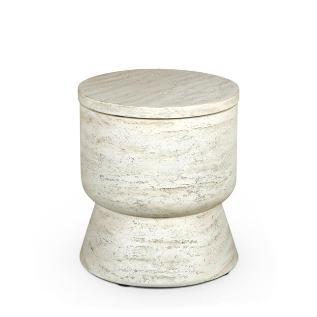 Happy Cocooning Cooler bijzettafel Travertine rond met koeler en deksel