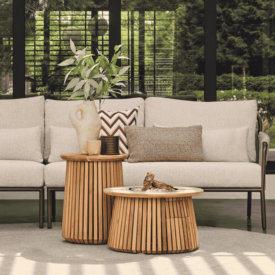 Happy Cocooning Vuurtafel Lagune Teak rond 60xH35 cm 2