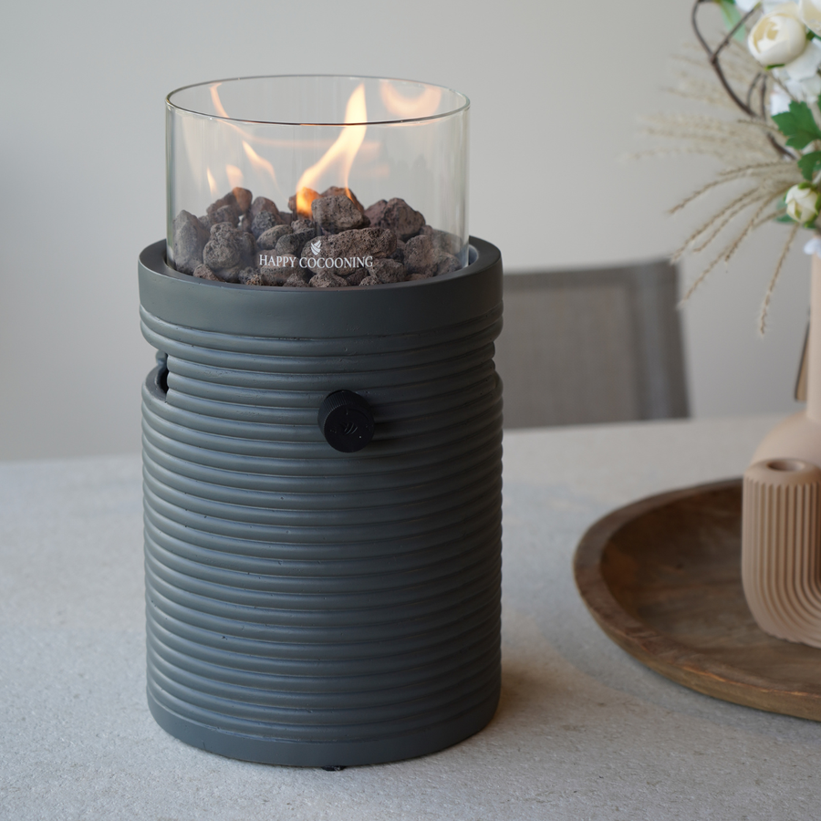 Happy Cocooning Lumi Groove Smokey Anthracite Tafelbrander rond 21xH37 cm 2