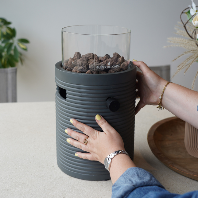 Happy Cocooning Lumi Groove Smokey Anthracite Tafelbrander rond 21xH37 cm 3