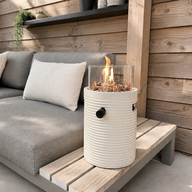 Happy Cocooning Lumi Groove Oyster Beige Tafelbrander rond 21xH37 cm