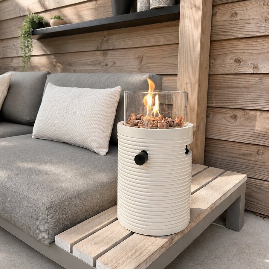 Happy Cocooning Lumi Groove Oyster Beige Tafelbrander rond 21xH37 cm 2