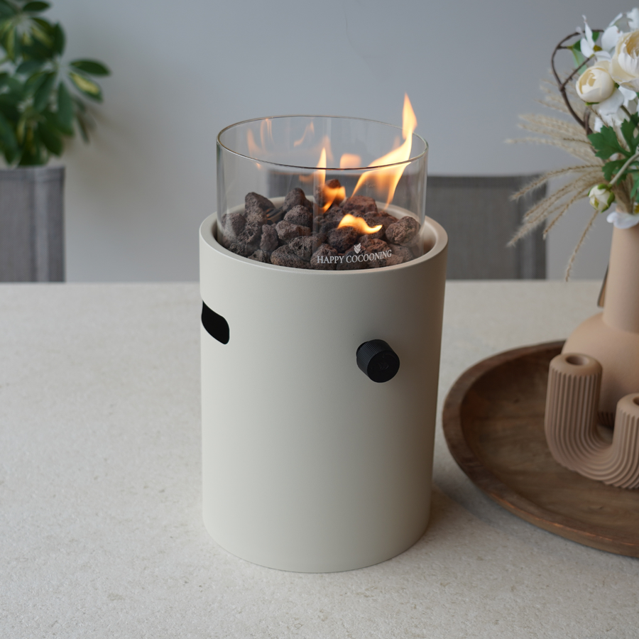 Happy Cocooning Lumi Steel Oyster Beige Tafelbrander rond 21xH37 cm 2