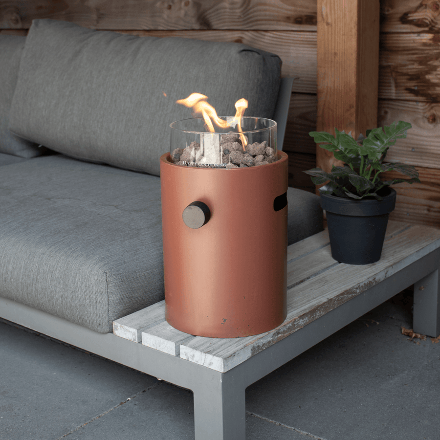 Happy Cocooning Lumi Steel Coral Red Tafelbrander rond 21xH37 cm 2