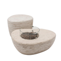 Happy Cocooning Vuurtafel set Estate Organic 107 Travertine + Enclosure + Glasset