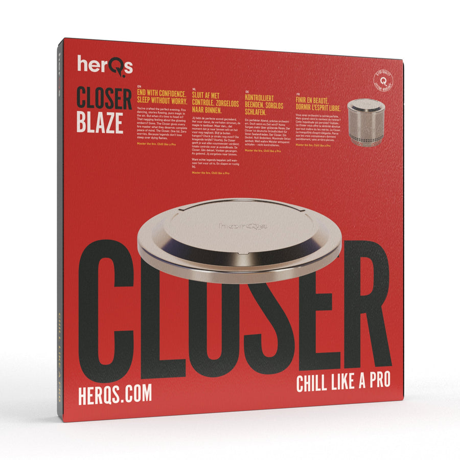 Verpakkingsdoos herQs Closer Blaze voorkant, rood met Chill Like a Pro tekst