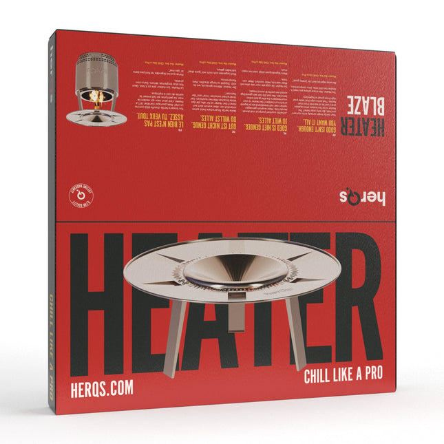 Verpakkingsdoos herQs Heater Blaze achterkant, rood met zwart