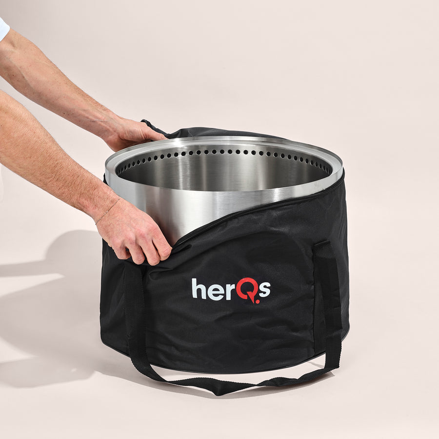herQs Blaze rookvrije vuurkorf in open draagtas - compact voor opslag en meenemen