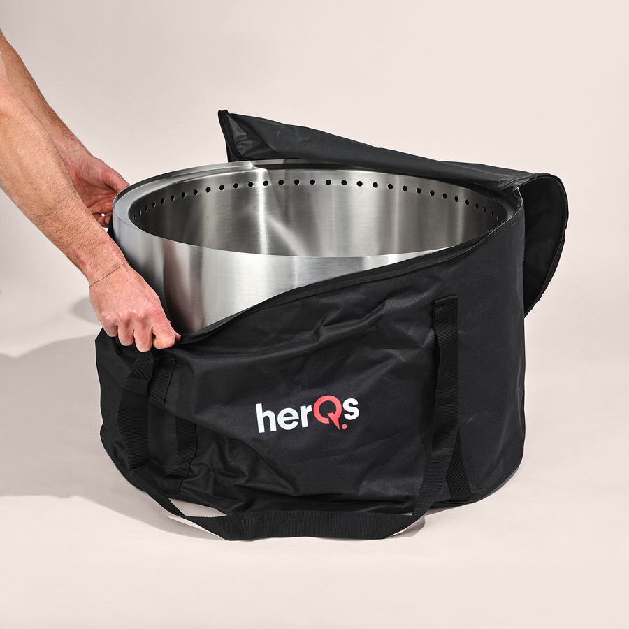 herQs Chief rookvrije vuurkorf in open draagtas - compact voor opslag en meenemen