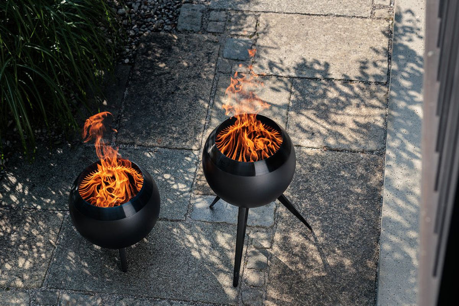Höfats MOON 45 All Black Vuurschaal met standaard laag 45 cm - Firesite
