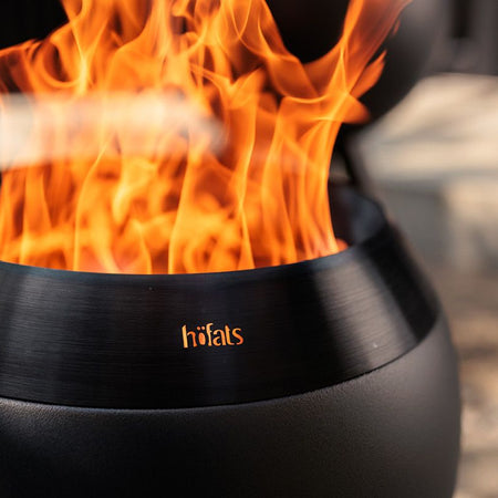Höfats MOON 45 All Black Vuurschaal met standaard laag 45 cm - Firesite