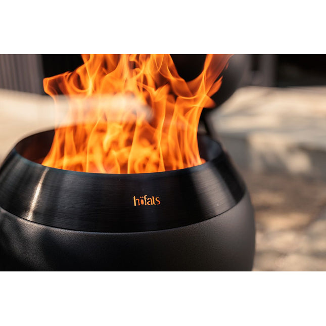 Höfats MOON 45 all black Vuurschaal met standaard laag 45 cm