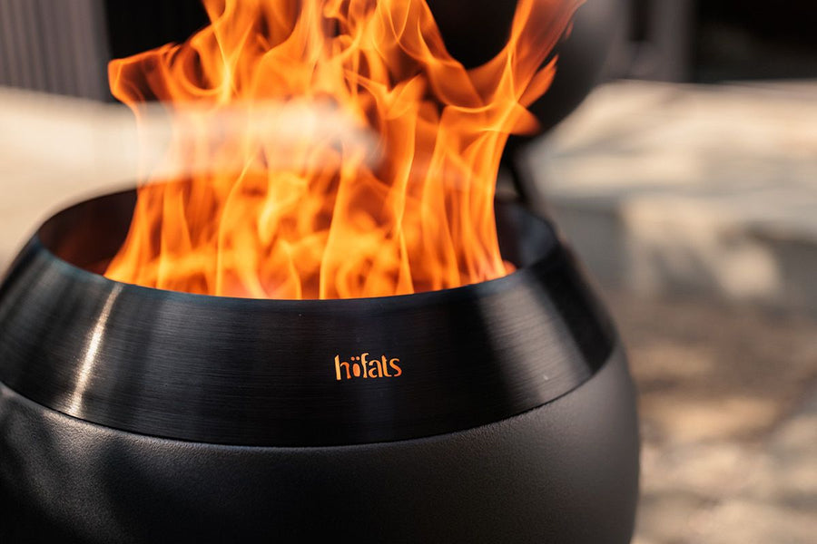 Höfats MOON 45 All Black Vuurschaal met standaard laag 45 cm - Firesite