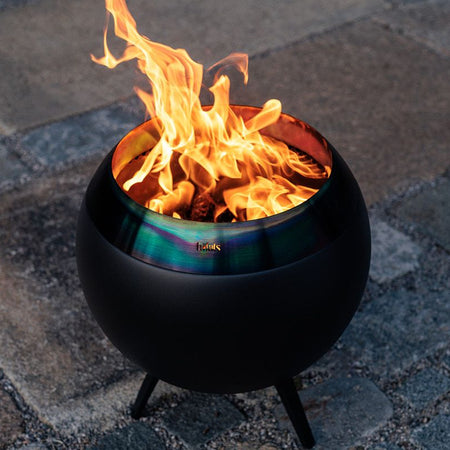 Höfats MOON 45 All Black Vuurschaal met standaard laag 45 cm - Firesite