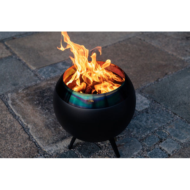 Höfats MOON 45 all black Vuurschaal met standaard laag 45 cm