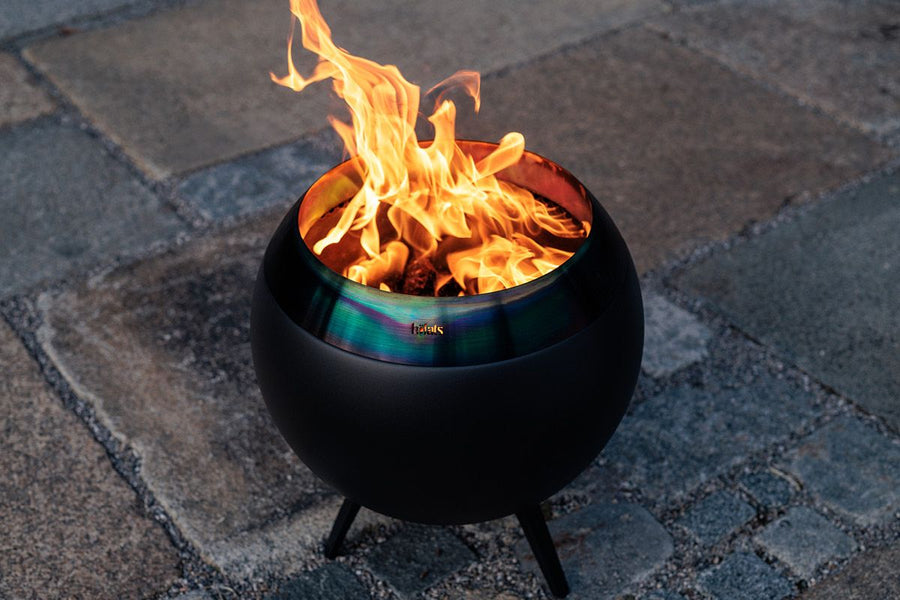 Höfats MOON 45 All Black Vuurschaal met standaard laag 45 cm - Firesite