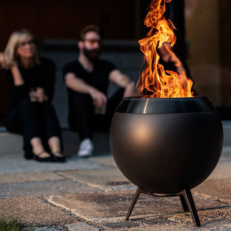 Höfats MOON 45 All Black Vuurschaal met standaard laag 45 cm - Firesite