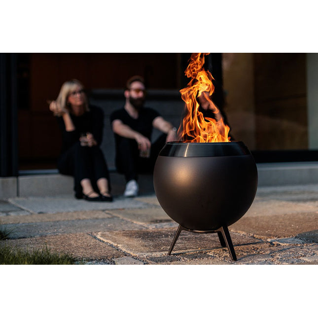 Höfats MOON 45 all black Vuurschaal met standaard laag 45 cm