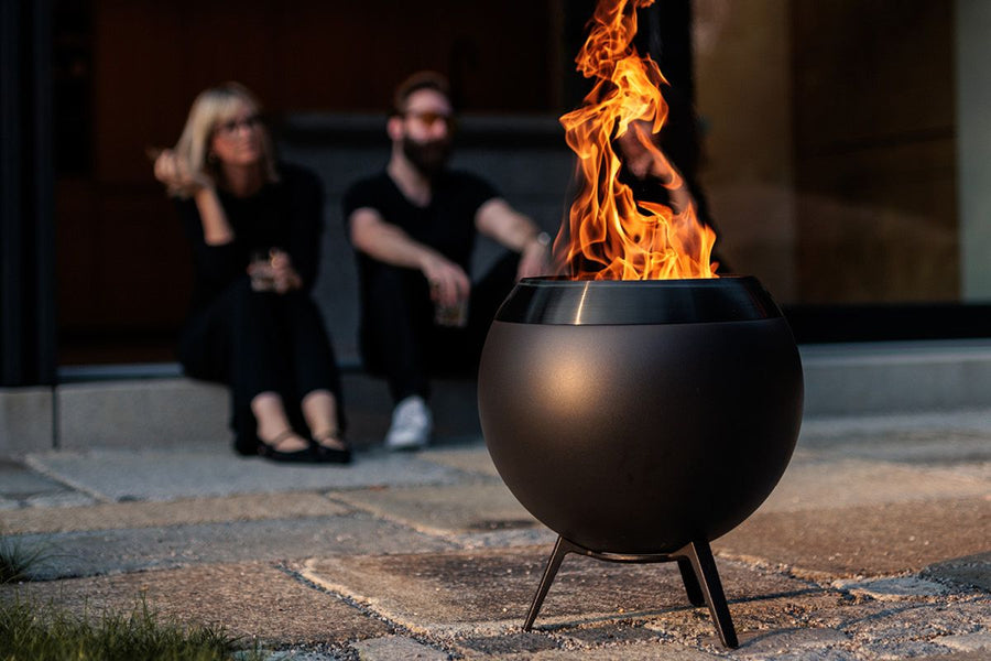Höfats MOON 45 All Black Vuurschaal met standaard laag 45 cm - Firesite