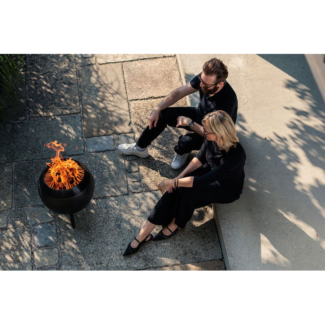 Höfats MOON 45 all black Vuurschaal met standaard laag 45 cm
