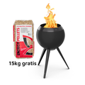 Höfats MOON 45 All Black Vuurkorf met standaard hoog 45 cm