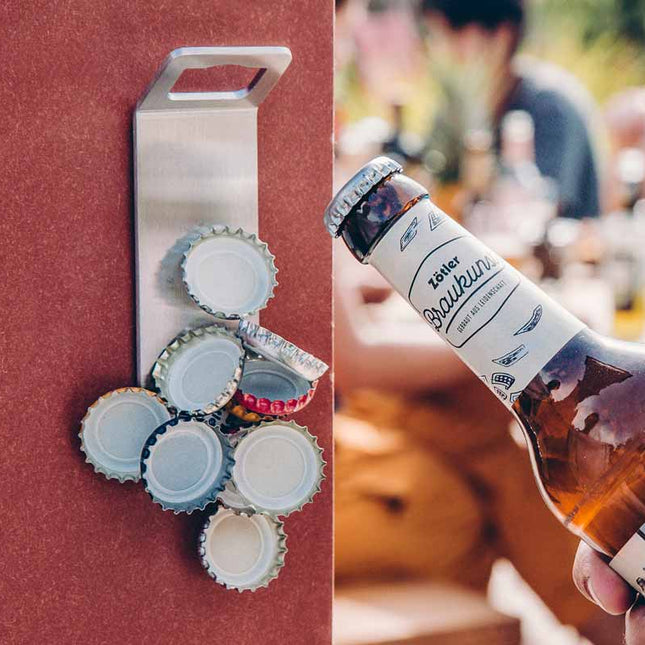 Höfats Johnny Catch Flesopener met magneet Zilver