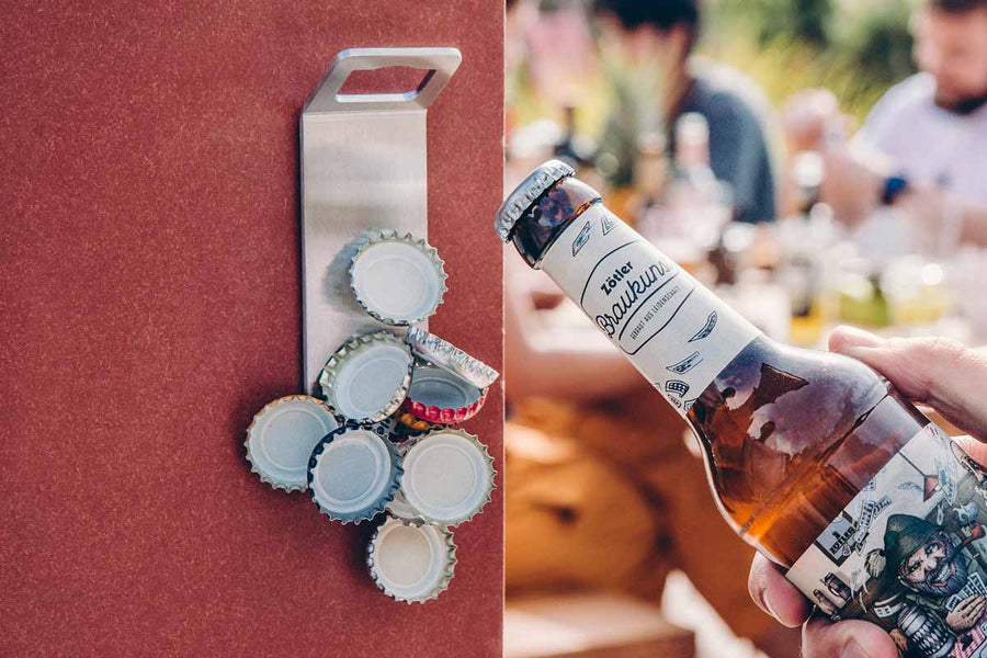 Höfats Johnny Catch Flesopener met magneet Zilver - Firesite