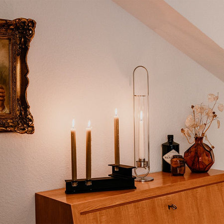 Höfats Oval Candle 55 Kandelaar Zilver - Firesite
