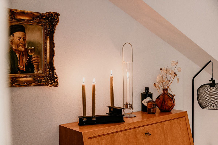 Höfats Oval Candle 55 Kandelaar Zilver - Firesite