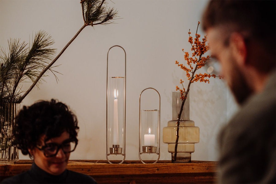 Höfats Oval Candle 55 Kandelaar Zilver - Firesite