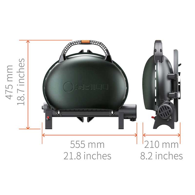 Afmetingen van de O-Grill 500 gasbarbecue
