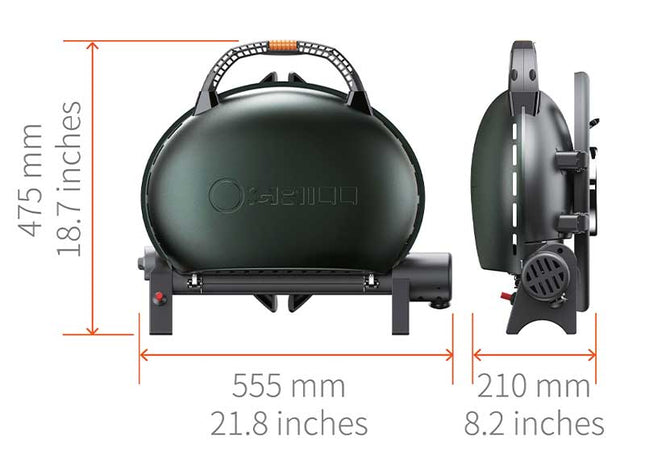 Afmetingen van de O-Grill 500 gasbarbecue