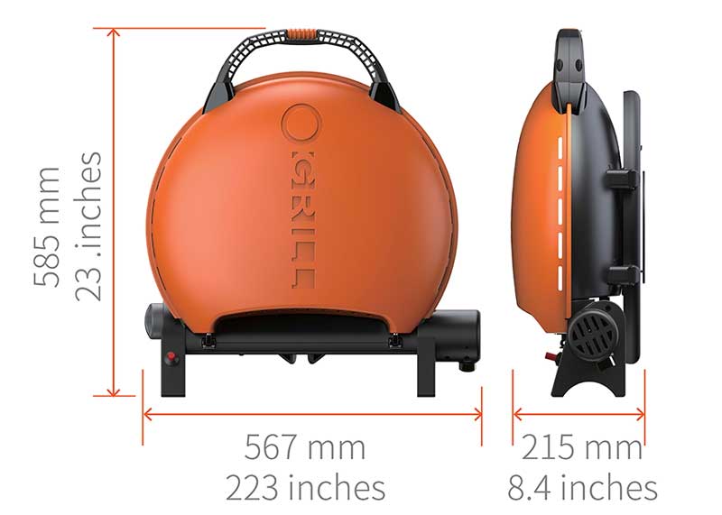 Afmetingen van de O-Grill 600 gasbarbecue