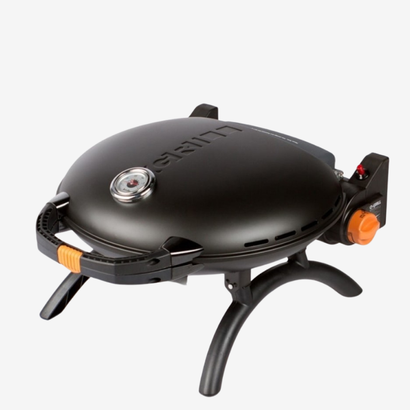 O-Grill 600 gasbarbecue zwart, schuin aanzicht
