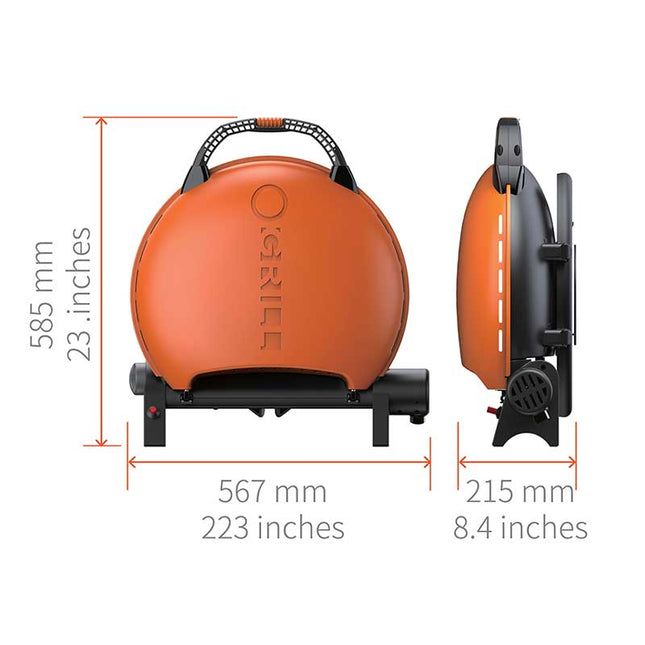 Afmetingen van de O-Grill 600 gasbarbecue