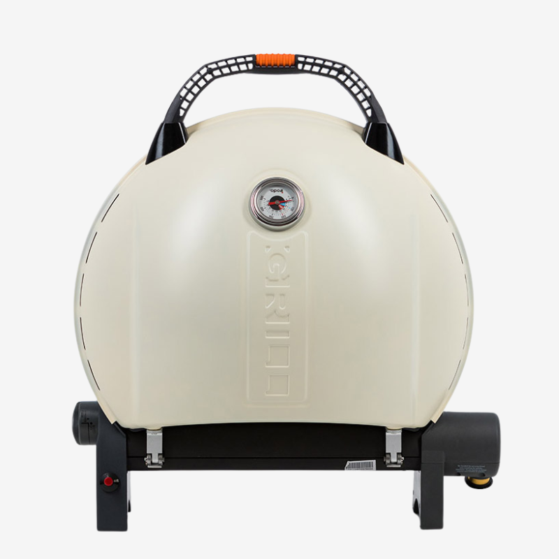 O-Grill 900 draagbare gasbarbecue in crème, vooraanzicht