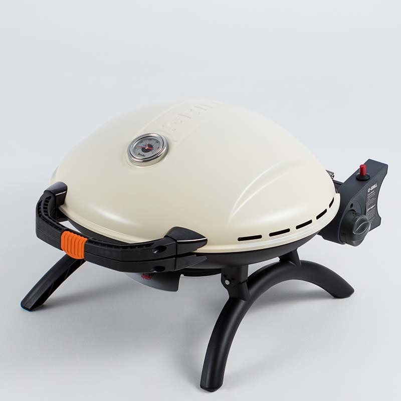 O-Grill 900 gasbarbecue crème, schuin aanzicht