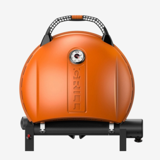 O-Grill 900 draagbare gasbarbecue in oranje, vooraanzicht