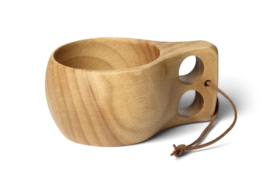 Øyo Houten Sami Mok kuksa van rubberhout met leren koord