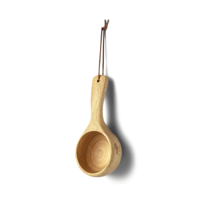 Øyo Houten Hutten Mok hangend aan het leren koord